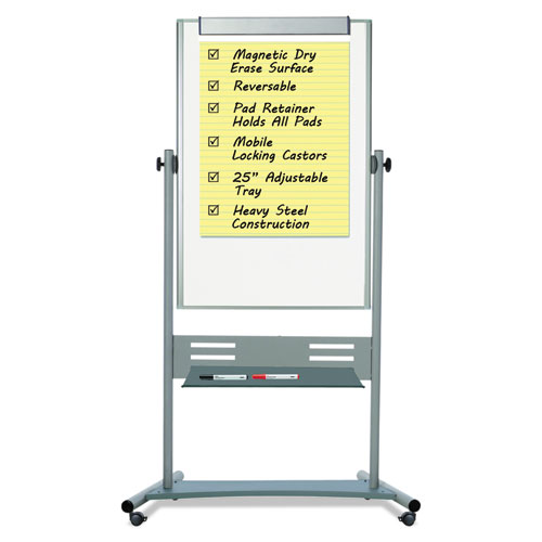 Picture of Revolver Easel, Vertical Orientation, 35.4" x 47.2", White Surface, Satin Aluminum Frame