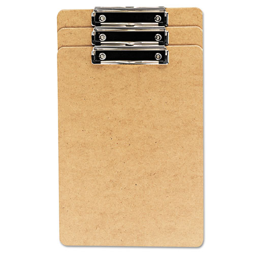 Hardboard+Clipboard+with+Low-Profile+Clip%2C+0.5%26quot%3B+Clip+Capacity%2C+Holds+8.5+x+14+Sheets%2C+Brown%2C+3%2FPack