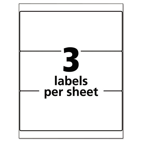 Picture of Durable Permanent ID Labels with TrueBlock Technology, Laser Printers, 3.25 x 8.38, White, 3/Sheet, 50 Sheets/Pack