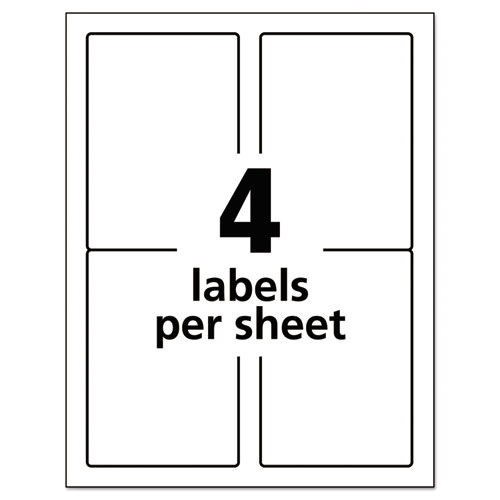 Picture of Durable Permanent ID Labels with TrueBlock Technology, Laser Printers, 3.5 x 5, White, 4/Sheet, 50 Sheets/Pack