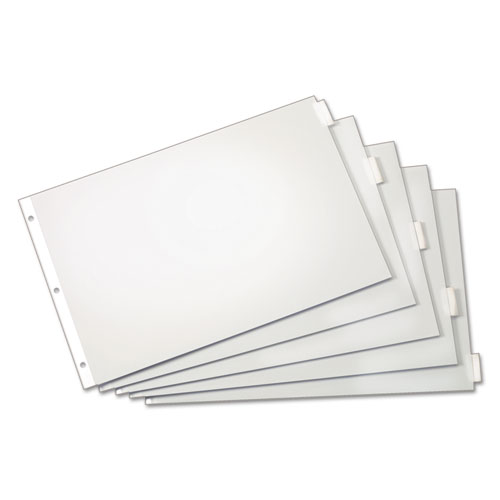 Picture of Paper Insertable Dividers, 5-Tab, 11 x 17, White, Clear Tabs, 1 Set