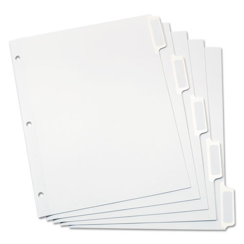 Picture of Custom Label Tab Dividers with Self-Adhesive Tab Labels, 5-Tab, 11 x 8.5, White, 5 Sets