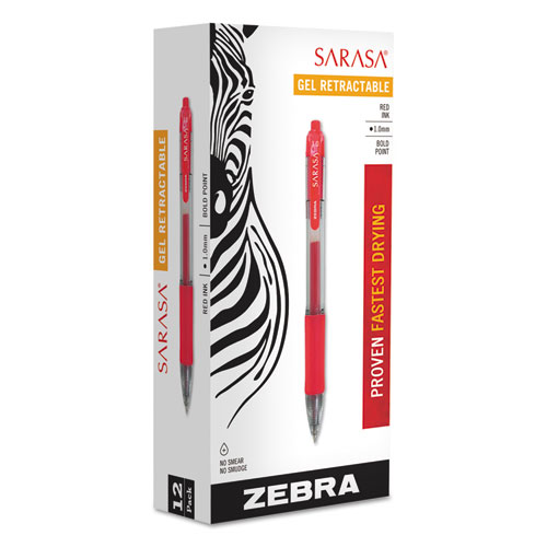 Picture of Sarasa Dry Gel X20 Gel Pen, Retractable, Bold 1 mm, Red Ink, Clear/Red Barrel, Dozen