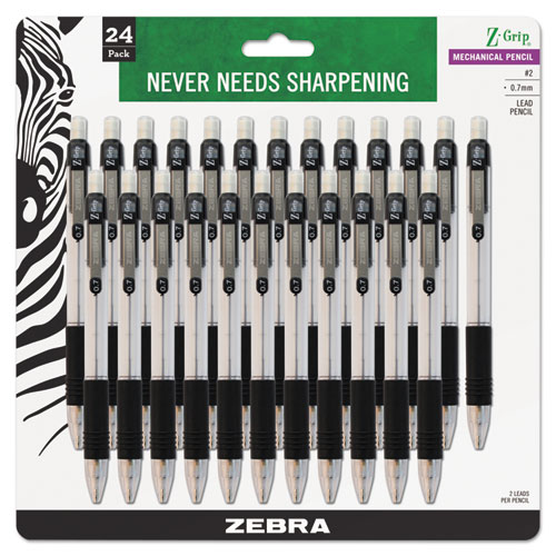 Picture of Z-Grip Mechanical Pencil, 0.7 mm, HB (#2), Black Lead, Clear/Black Barrel, 24/Pack