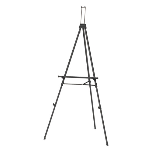 Picture of Aluminum Heavy-Duty Display Easel, 38" to 66" High, Aluminum, Black