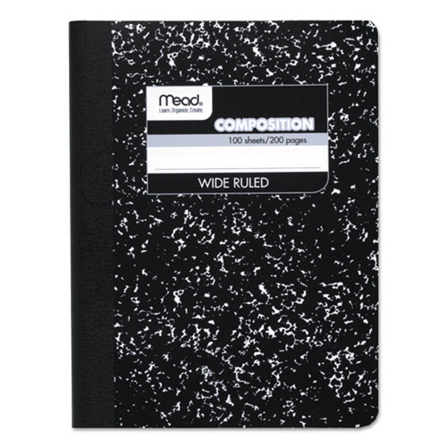 Picture of Composition Book, Wide/Legal Rule, Black Cover, (100) 9.75 x 7.5 Sheets