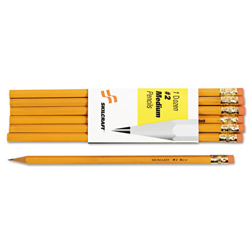 7510002815234+Skilcraft+Woodcase+Pencil%2C+Hb+%28%232%29%2C+Black+Lead%2C+Yellow+Barrel%2C+Dozen
