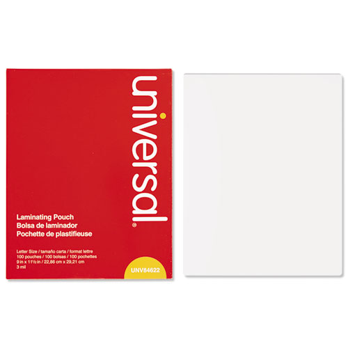 Picture of Laminating Pouches, 3 mil, 9" x 11.5", Gloss Clear, 100/Box