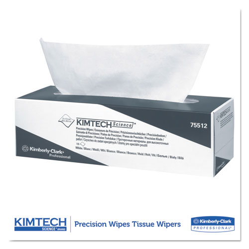 Picture of Precision Wipers, POP-UP Box, 1-Ply, 11.8 x 11.8, Unscented, White, 196/Box, 15 Boxes/Carton