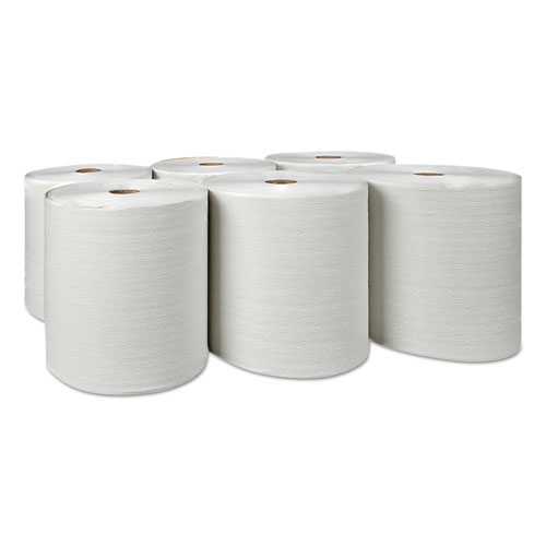 Picture of Hard Roll Paper Towels with Premium Absorbency Pockets, 1-Ply, 8" x 600 ft, 1.5" Core, White, 6 Rolls/Carton