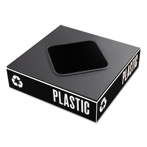 Picture of Public Square Recycling Container Lid, Square Opening, 15.25w x 15.25d x 2h, Black