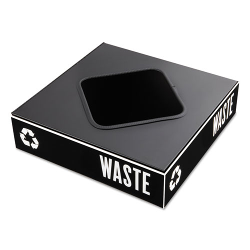 Picture of Public Square Recycling Container Lid, Square Opening, 15.25w x 15.25d x 2h, Black