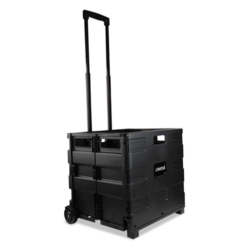 Picture of Collapsible Mobile Storage Crate, Plastic, 18.25 x 15 x 18.25 to 39.37, Black