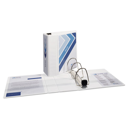 Picture of Heavy-Duty View Binder with DuraHinge and Locking One Touch EZD Rings, 3 Rings, 5" Capacity, 11 x 8.5, White