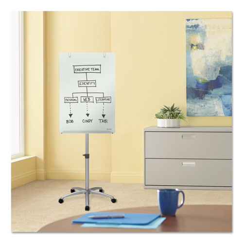 Picture of Infinity Glass Mobile Presentation Easel, 36" x 24", White Surface, Black/Gray Metal/Plastic Frame