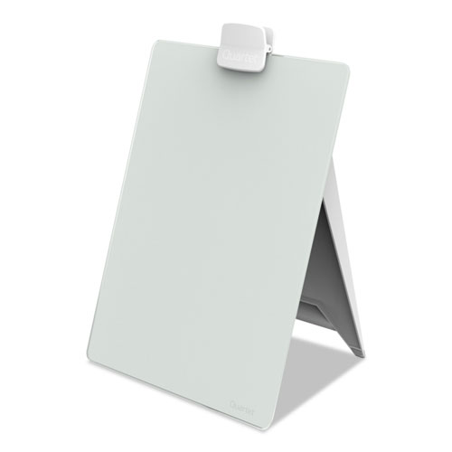 Picture of Glass Dry Erase Desktop Copy Holder, 20 Sheet Capacity, Glass/Plastic, White