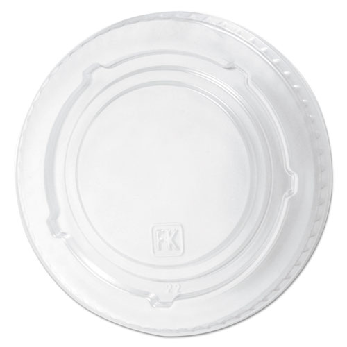 Picture of Kal-Clear/Nexclear Drink Cup Lids, Flat Lid with No Slot, Fits 12 to 20 oz Cold Cups, Clear, 1,000/Carton