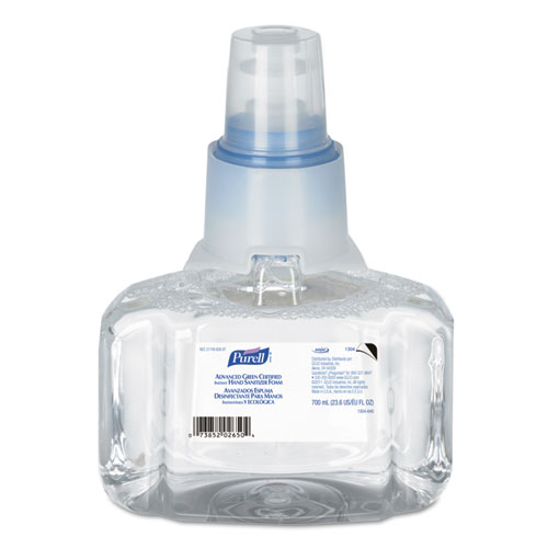 Picture of Advanced Hand Sanitizer Green Certified Foam Refill, For LTX-7 Dispensers, 700 mL, Fragrance-Free, 3/Carton