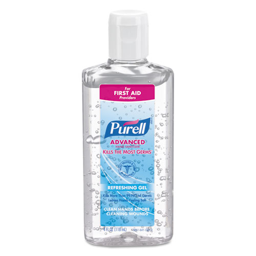 Picture of Advanced Hand Sanitizer Refreshing Gel, 4 oz Flip-Cap Bottle, Clean Scent, 24/Carton