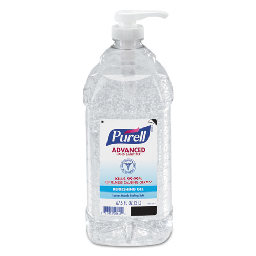 PURELL%C2%AE+Advanced+Sanitizing+Gel+-+67.6+fl+oz+%282+L%29+-+Pump+Bottle+Dispenser+-+Kill+Germs+-+Hand+-+Clear+-+Fragrance-free+-+4+%2F+Carton
