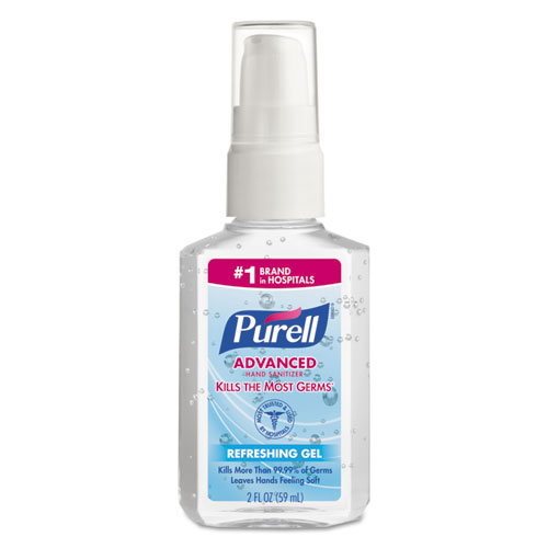 Picture of Advanced Hand Sanitizer Gel, 2 oz Pump Bottle, Refreshing Scent, 24/Carton