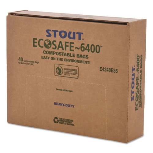 Picture of EcoSafe-6400 Bags, 48 gal, 0.85 mil, 42" x 48", Green, 40/Box