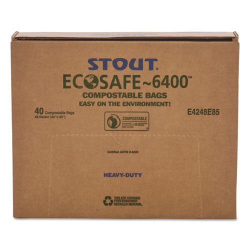 Picture of EcoSafe-6400 Bags, 48 gal, 0.85 mil, 42" x 48", Green, 40/Box