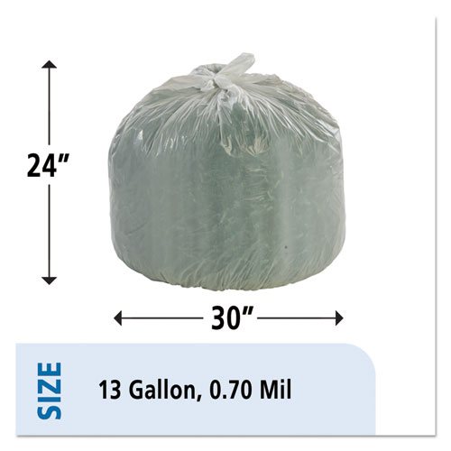 Picture of Controlled Life-Cycle Plastic Trash Bags, 13 gal, 0.7 mil, 24" x 30", White, 120/Box