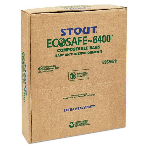 Picture of EcoSafe-6400 Bags, 30 gal, 1.1 mil, 30" x 39", Green, 48/Box