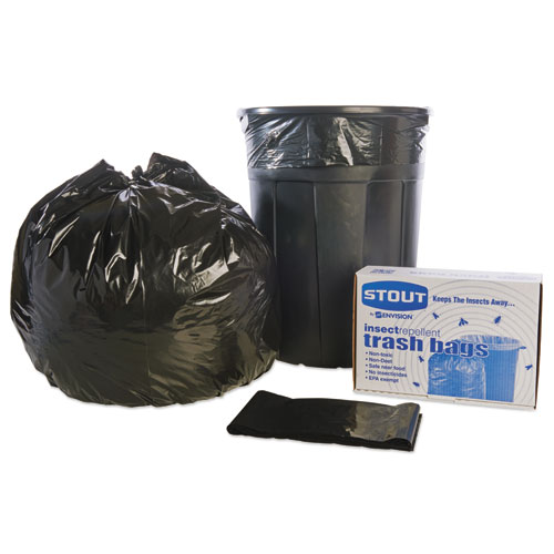 Picture of Insect-Repellent Trash Bags, 45 gal, 2 mil, 40" x 45", Black, 65/Box