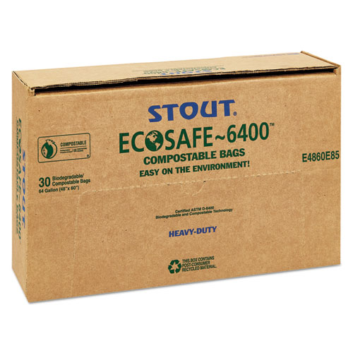 Picture of EcoSafe-6400 Bags, 64 gal, 0.85 mil, 48" x 60", Green, 30/Box