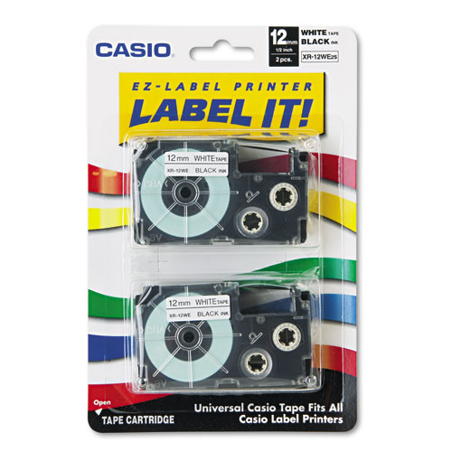 Picture of Tape Cassettes for KL Label Makers, 0.5" x 26 ft, Black on White, 2/Pack