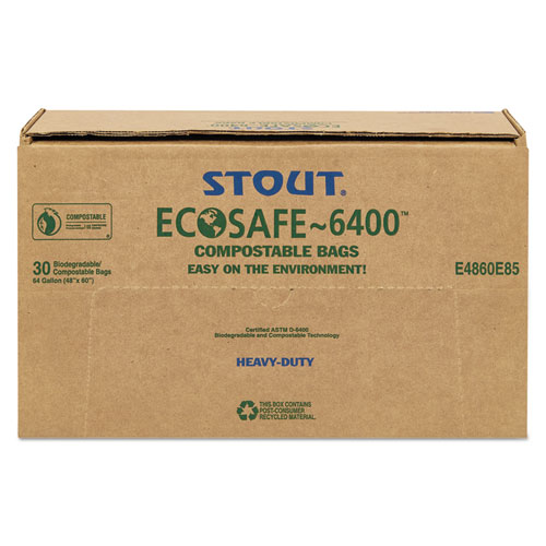 Picture of EcoSafe-6400 Bags, 64 gal, 0.85 mil, 48" x 60", Green, 30/Box