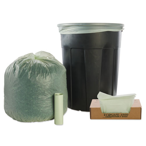 Picture of EcoSafe-6400 Bags, 32 gal, 0.85 mil, 33" x 48", Green, 50/Box