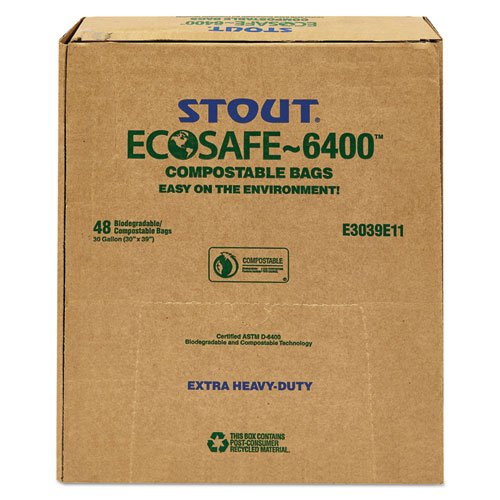 Picture of EcoSafe-6400 Bags, 30 gal, 1.1 mil, 30" x 39", Green, 48/Box