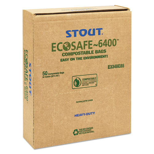 Picture of EcoSafe-6400 Bags, 32 gal, 0.85 mil, 33" x 48", Green, 50/Box