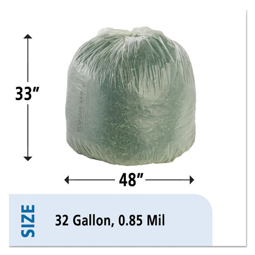 Picture of EcoSafe-6400 Bags, 32 gal, 0.85 mil, 33" x 48", Green, 50/Box