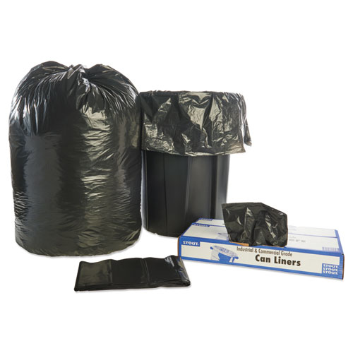 Picture of Total Recycled Content Plastic Trash Bags, 65 gal, 1.5 mil, 50" x 51", Black/Brown, 100/Carton