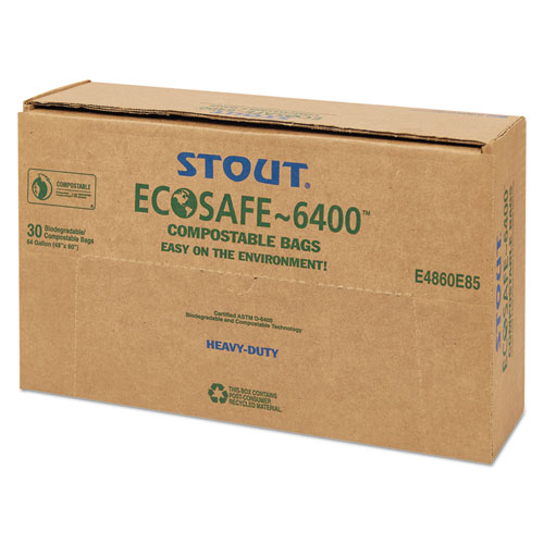 Picture of EcoSafe-6400 Bags, 64 gal, 0.85 mil, 48" x 60", Green, 30/Box