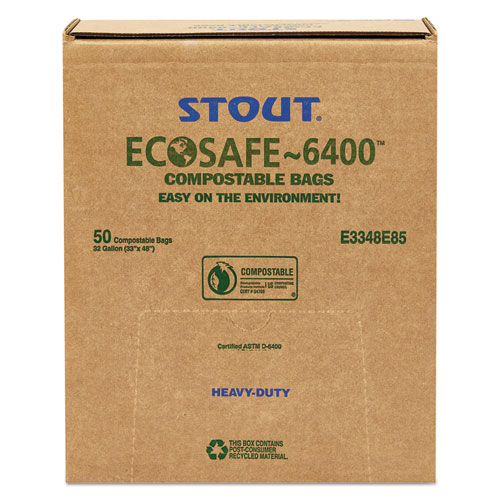 Picture of EcoSafe-6400 Bags, 32 gal, 0.85 mil, 33" x 48", Green, 50/Box