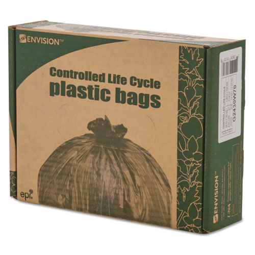 Picture of Controlled Life-Cycle Plastic Trash Bags, 13 gal, 0.7 mil, 24" x 30", White, 120/Box