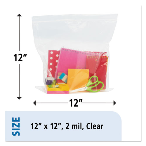 Picture of Seal Closure Bags, 2 mil, 12" x 12", Clear, 500/Carton