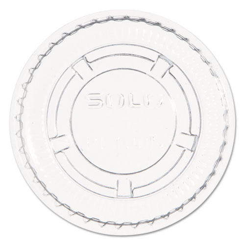 Picture of Portion/Souffle Cup Lids, Fits 0.5 oz to 1 oz Cups, PET, Clear, 125 Pack, 20 Packs/Carton