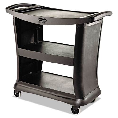Picture of Executive Service Cart, Plastic, 3 Shelves, 300 lb Capacity, 20.33" x 38.9" x 38.9", Black