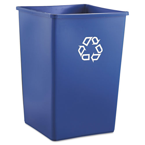 Square+Recycling+Container%2C+35+gal%2C+Plastic%2C+Blue
