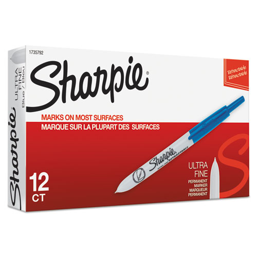 Picture of Retractable Permanent Marker, Extra-Fine Needle Tip, Blue
