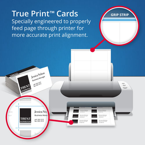 Picture of True Print Clean Edge Business Cards, Inkjet, 2 x 3.5, White, 1,000 Cards, 10 Cards/Sheet, 100 Sheets/Box