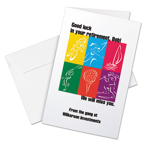 Picture of Half-Fold Greeting Cards with Matching Envelopes, Inkjet, 85 lb, 5.5 x 8.5, Matte White, 1 Card/Sheet, 30 Sheets/Box