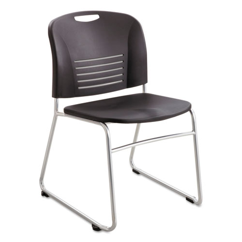 Picture of Vy Series Stack Chairs, Supports Up to 350 lb, 18.75" Seat Height, Black Seat, Black Back, Silver Base, 2/Carton
