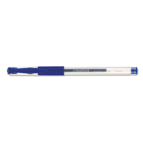 Picture of Comfort Grip Gel Pen, Stick, Medium 0.7 mm, Blue Ink, Clear/Blue Barrel, Dozen